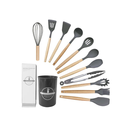 Kitchen Life 12 Piece Silicone Utensil Set Grey