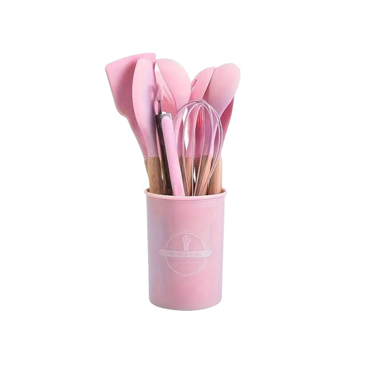 Kitchen Life 12 Piece Silicone Utensil Set Pink