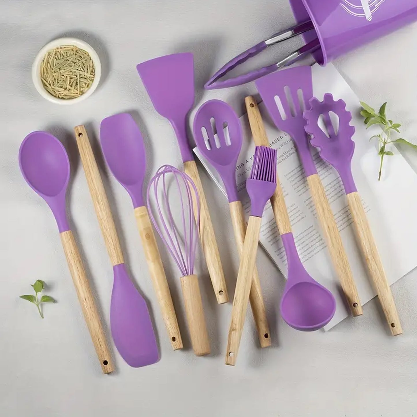 Kitchen Life 12 Piece Silicone Utensil Set Purple