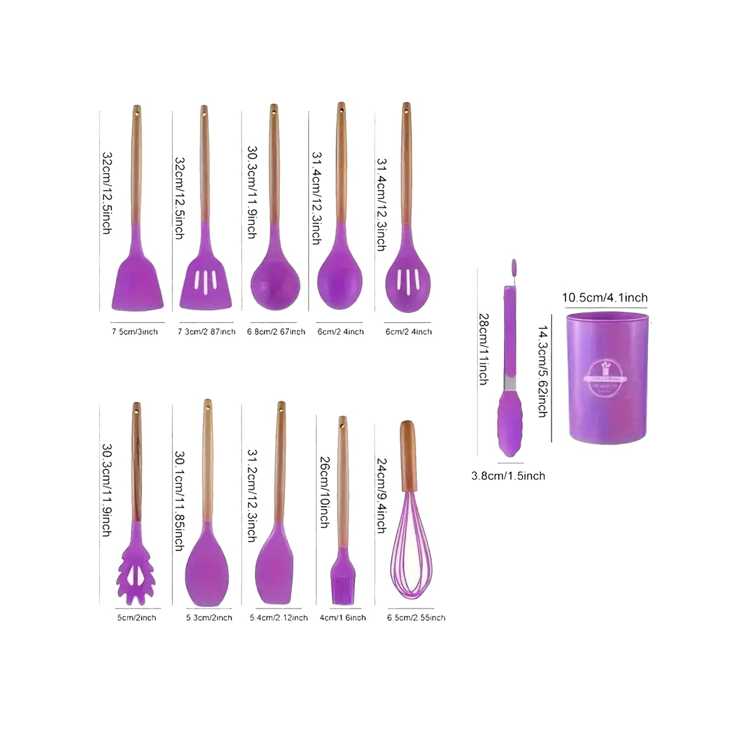 Kitchen Life 12 Piece Silicone Utensil Set Purple