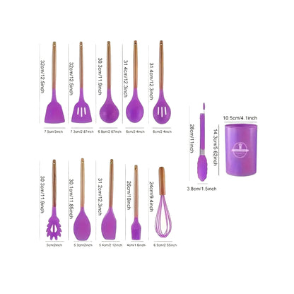 Kitchen Life 12 Piece Silicone Utensil Set Purple