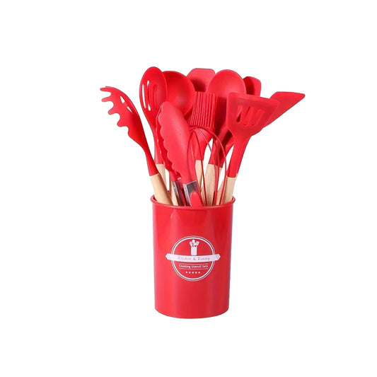 Kitchen Life 12 Piece Silicone Utensil Set Red