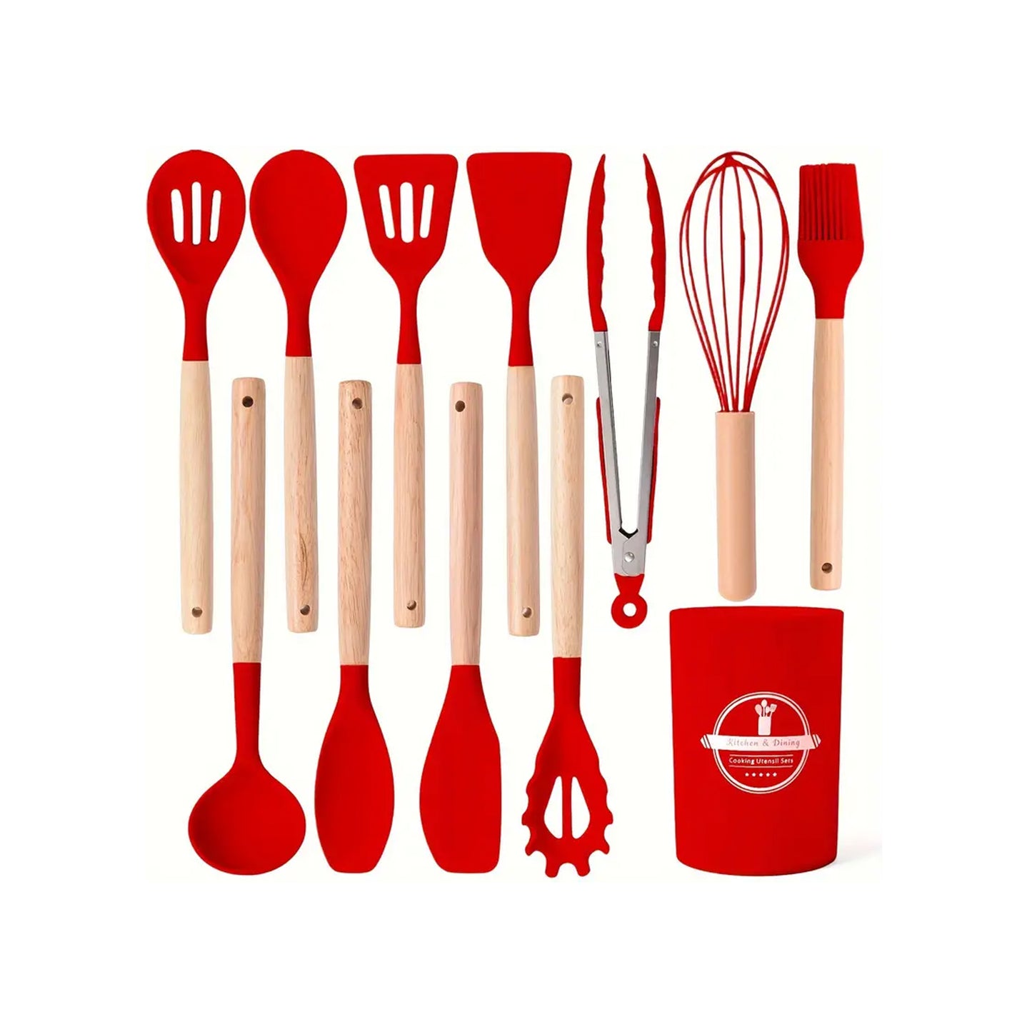 Kitchen Life 12 Piece Silicone Utensil Set Red