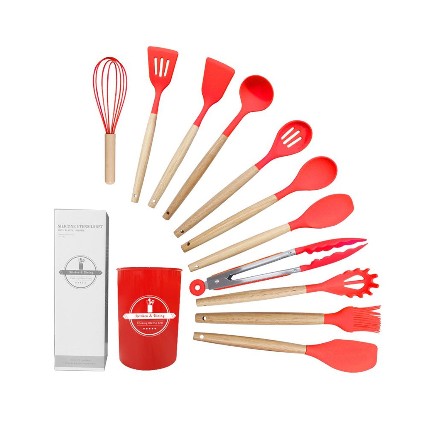 Kitchen Life 12 Piece Silicone Utensil Set Red