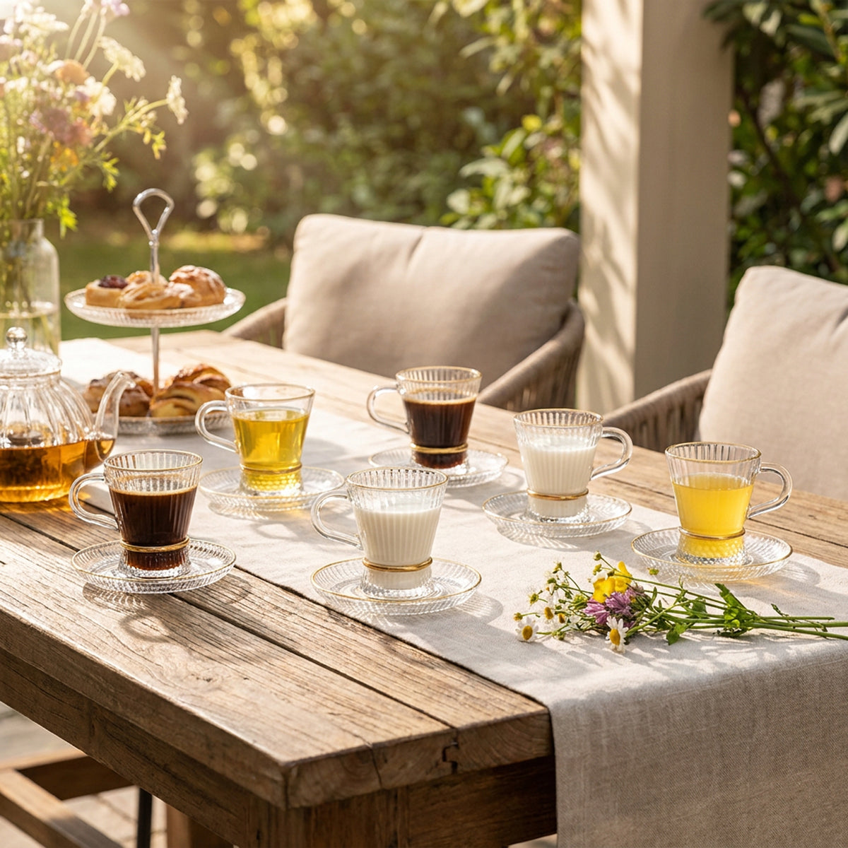 12 Piece Cup & Saucer Set Clear