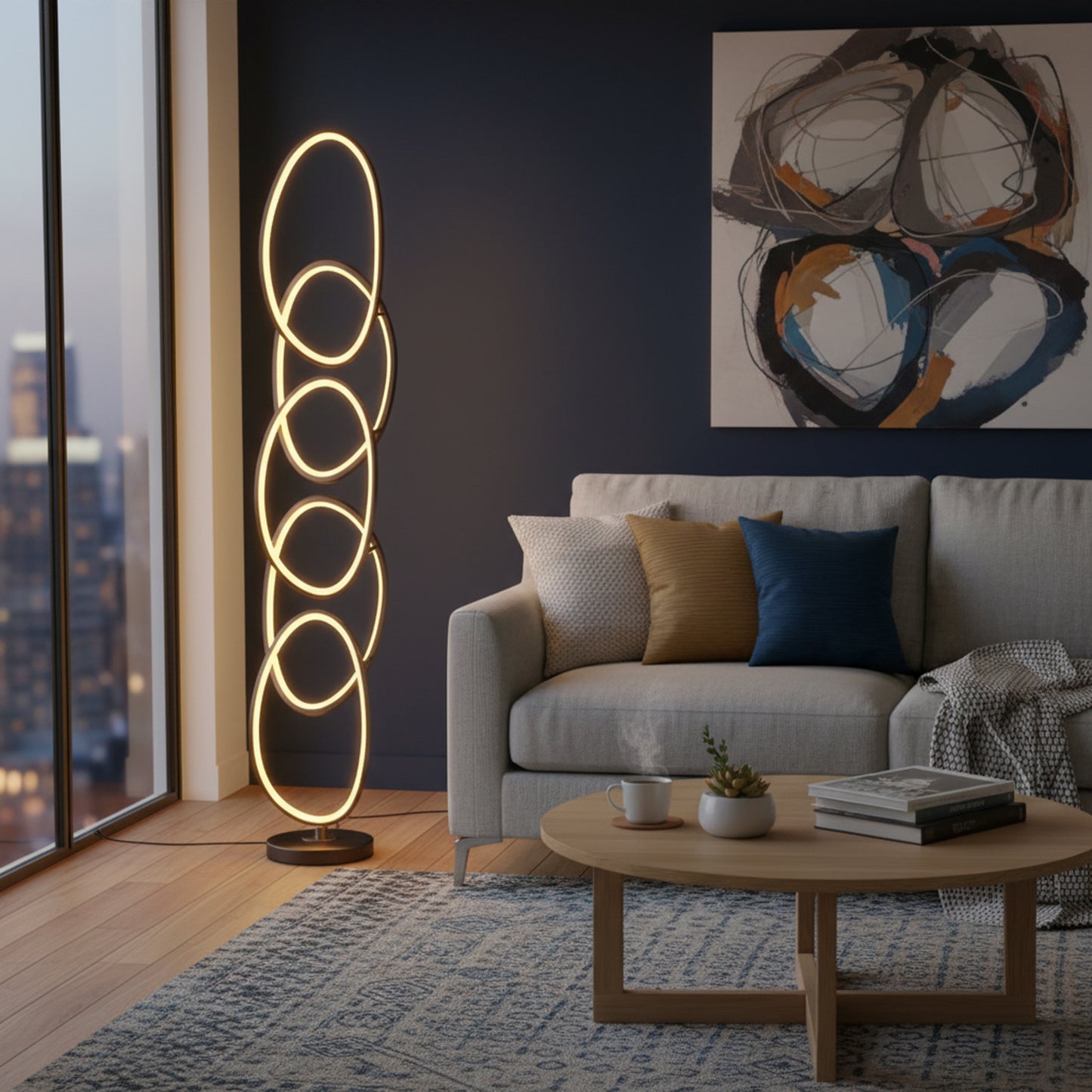 Chain Design LED Floor Lamp Black