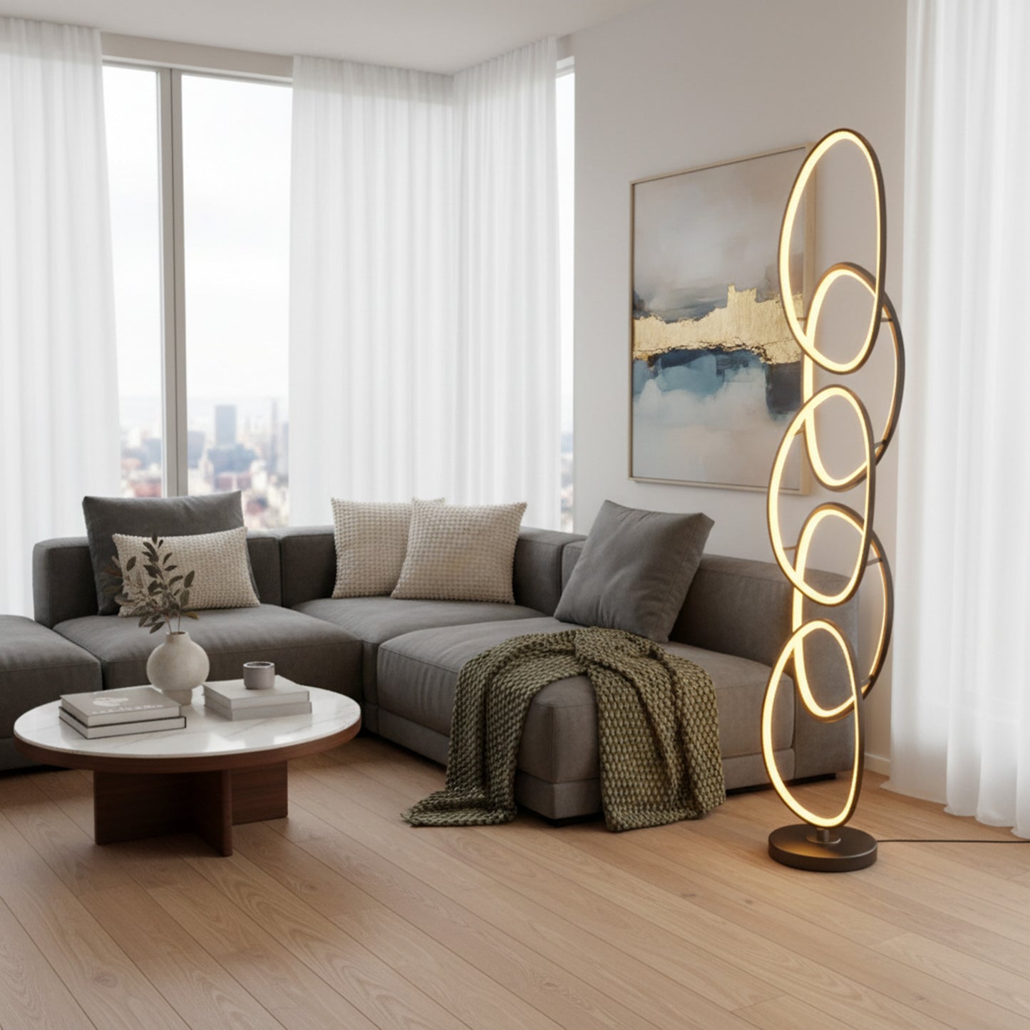 Chain Design LED Floor Lamp Black