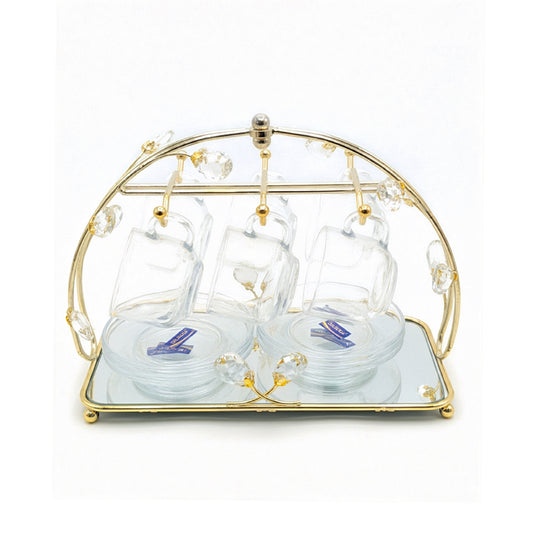 13 Piece Cup & Saucer Set Gold