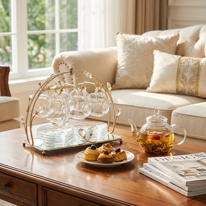 13 Piece Cup & Saucer Set Gold