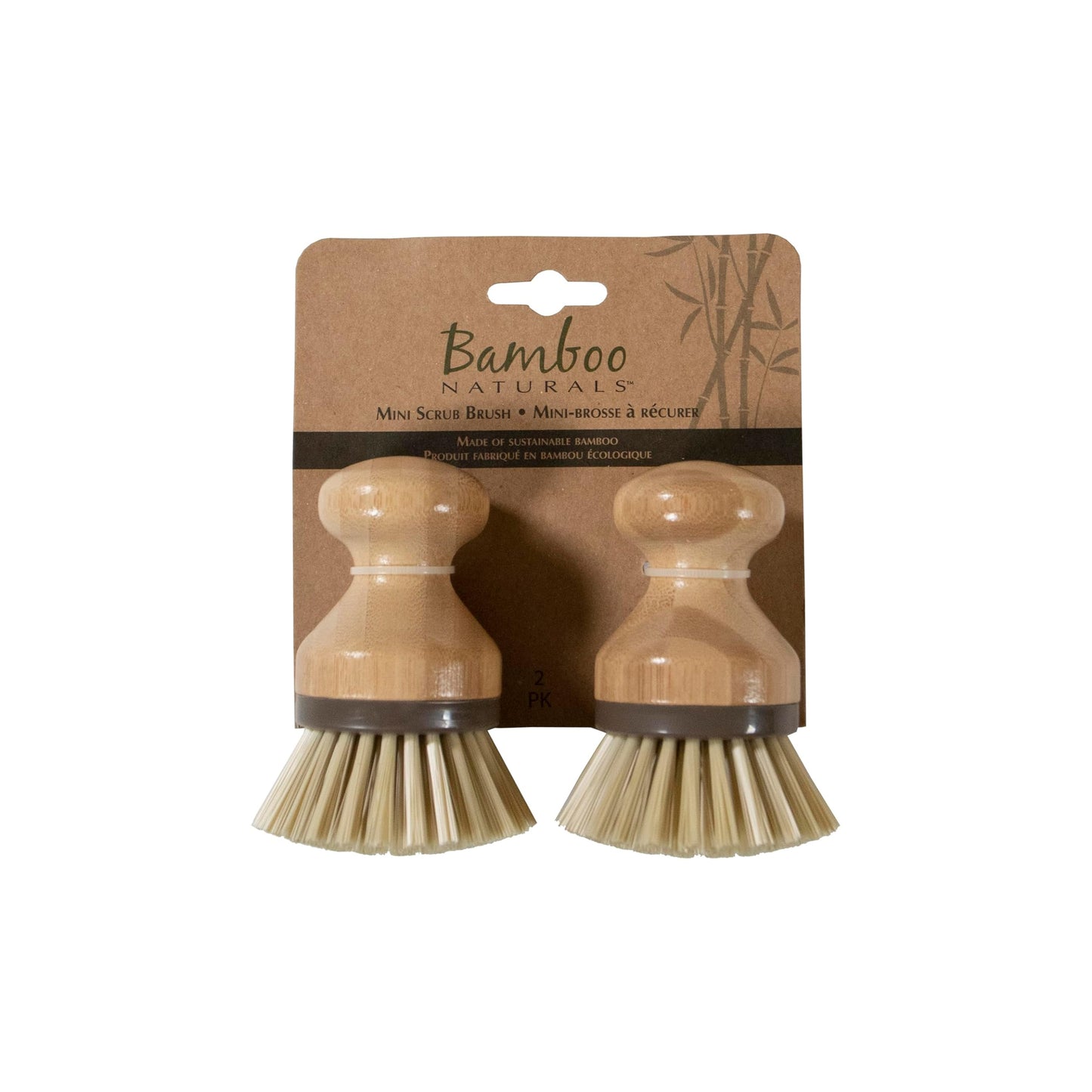 Kitchen Life 2 Piece Mini Scrubbing Brush Set Brown