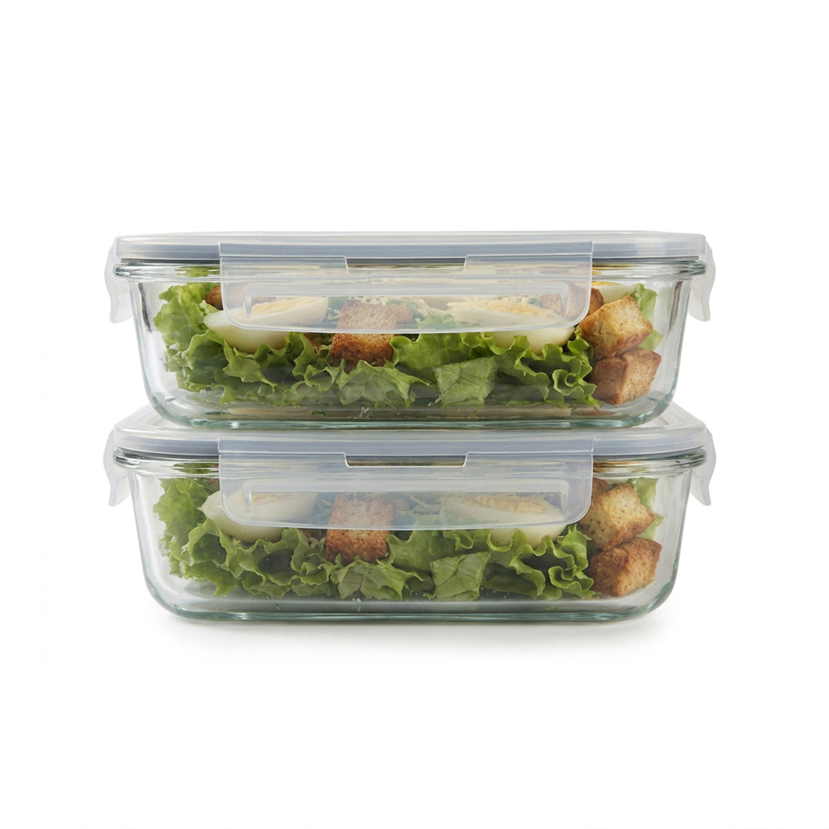 CH 1500ml 2 Piece Rectangular Glass Container Set Clear