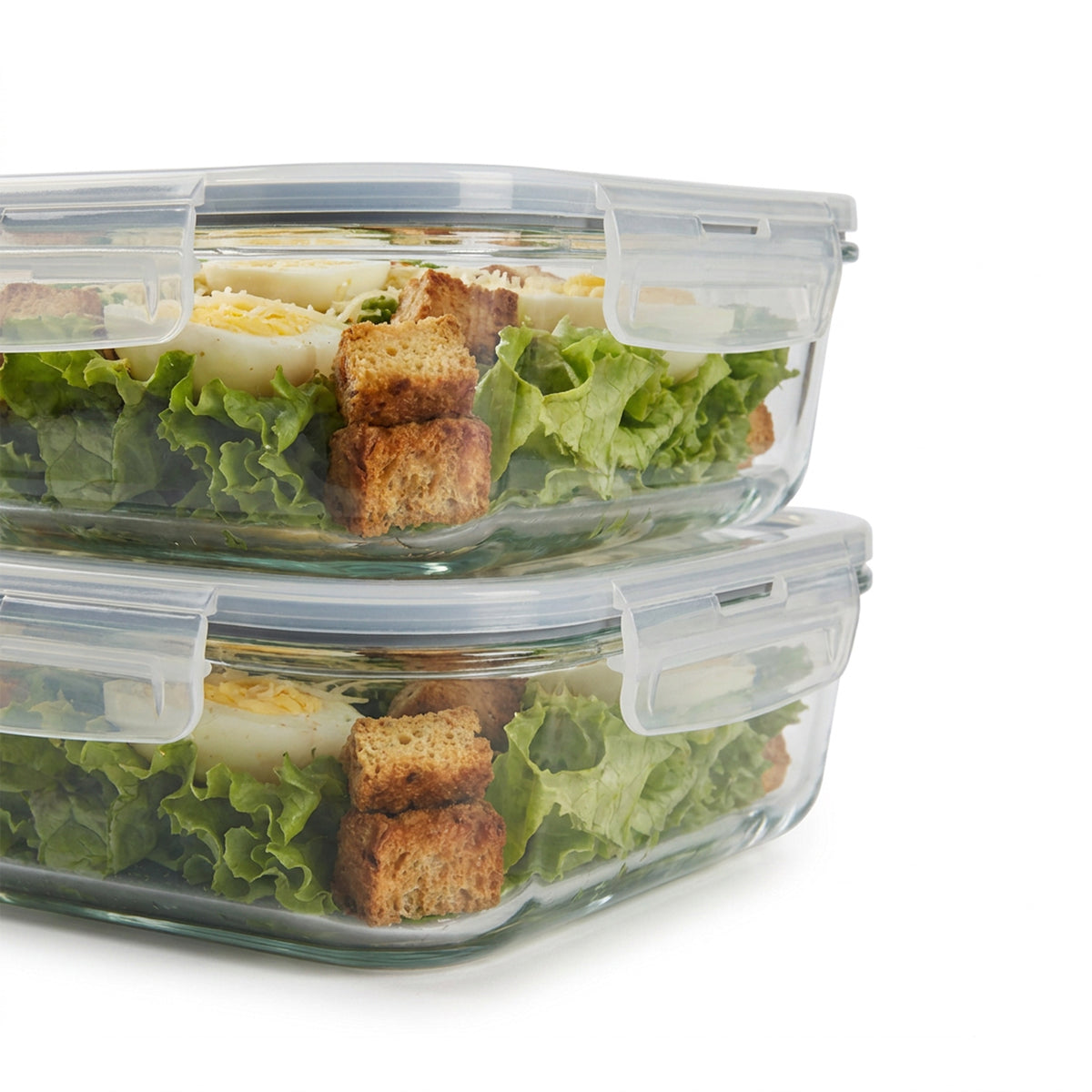 CH 1500ml 2 Piece Rectangular Glass Container Set Clear