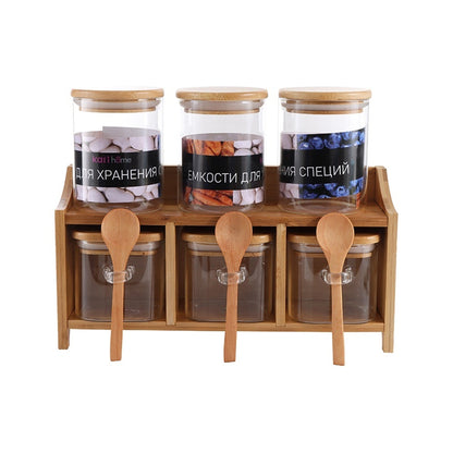 10 Piece Bamboo Canister Set Clear