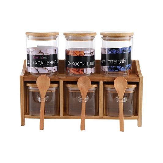 10 Piece Bamboo Canister Set Clear