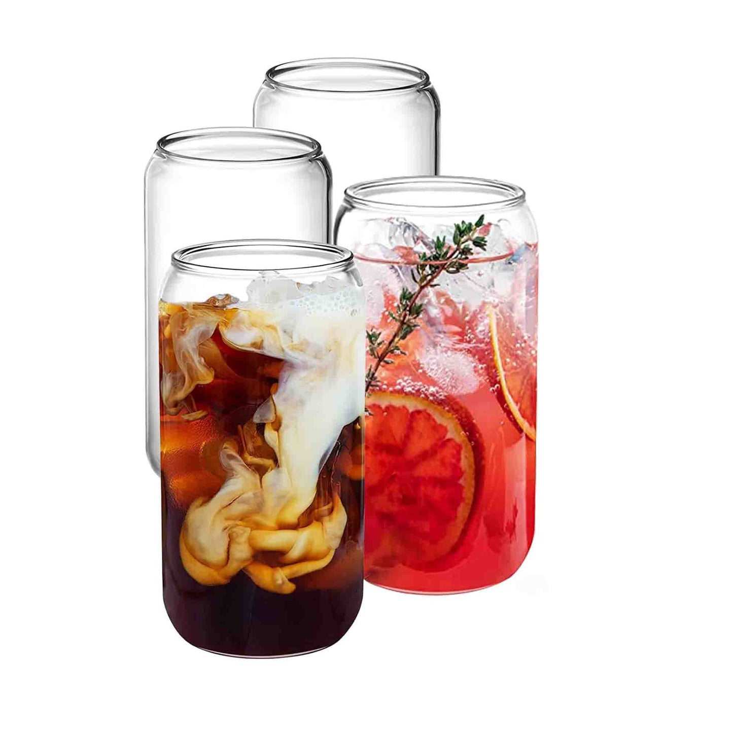 Kitchen Life 4 Piece 515ml Can Shaped Glass Set Clear