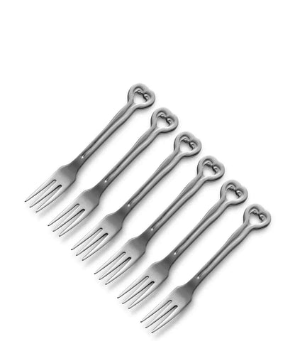 Carrol Boyes 6 Piece Hanging Wave Cake Fork Set - Silver