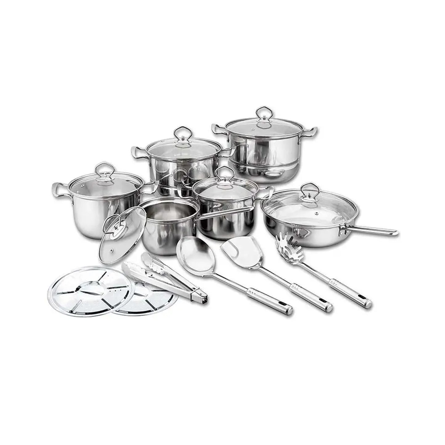 First Home Range 18 Piece Stainless Steel Pot Set Silver