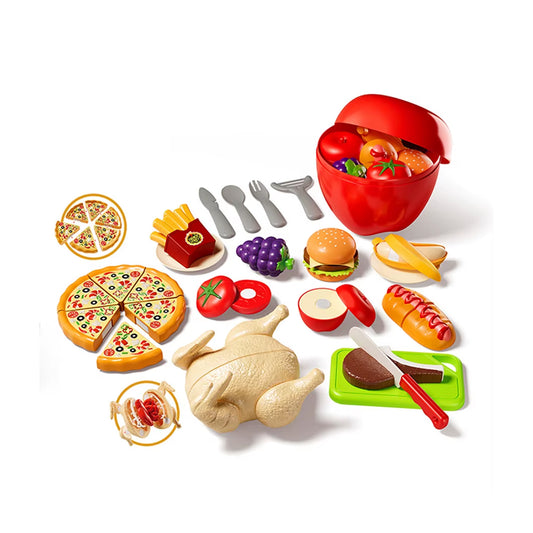 18 Piece Happy CutCut Food Cutting Play Set Red