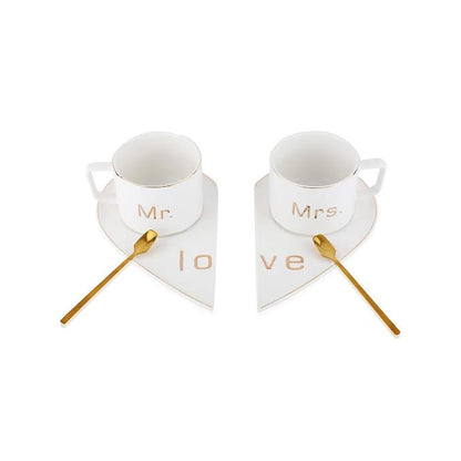 Mr & Mrs 250ml Cup & Saucer Set White