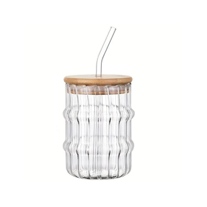 Glass Tumbler With Lid & Straw Clear