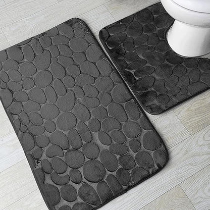 2 Piece Bathroom Rug Set Black