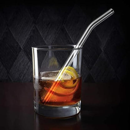 6 Piece Glass Straw Set Clear