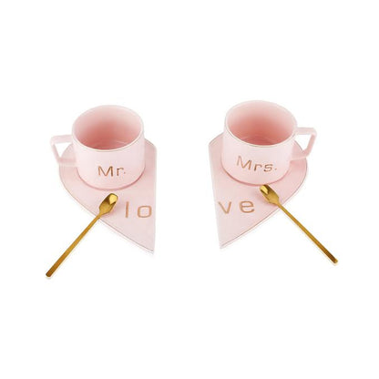 Mr & Mrs 250ml Cup & Saucer Set Pink