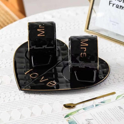 Mr & Mrs 250ml Cup & Saucer Set Black