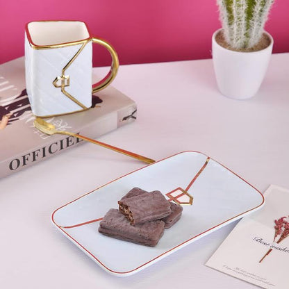 Handbag Shaped Cup & Saucer Set Blue