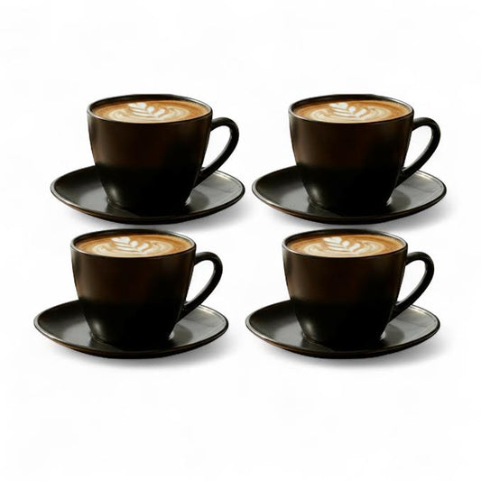 Rolux Opal 4 Piece Cup & Saucer Set Black