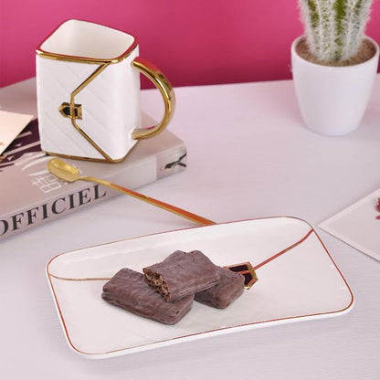 Handbag Shaped Cup & Saucer Set White