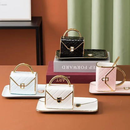 Handbag Shaped Cup & Saucer Set White