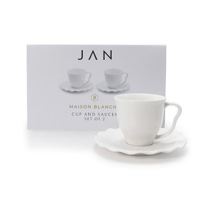 JAN Maison Blanche 2 Piece Cup & Saucer Set White