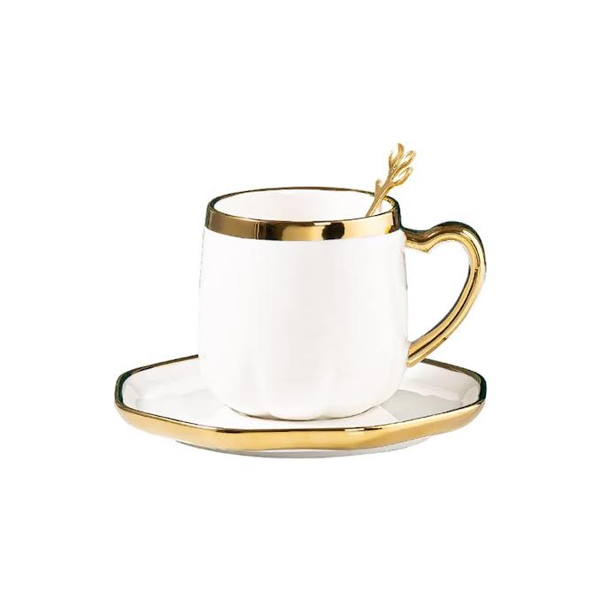 Ceramic Flower Tea Cup & Saucer Set White