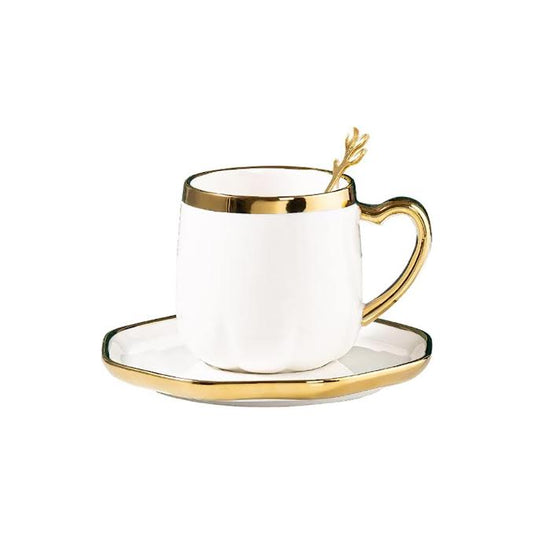 Ceramic Flower Tea Cup & Saucer Set White