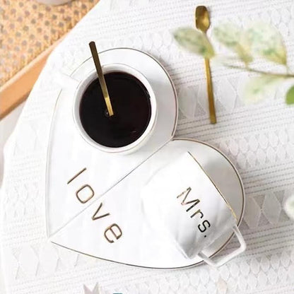 Mr & Mrs 250ml Cup & Saucer Set White