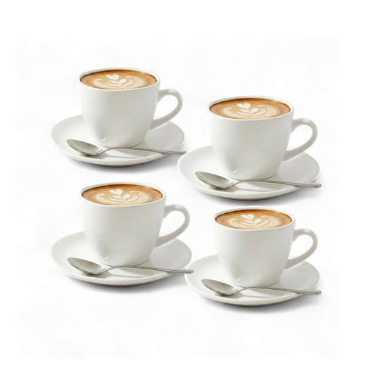 Rolux Opal 4 Piece Cup & Saucer Set White