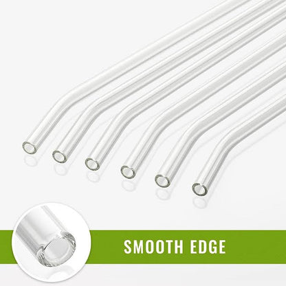 6 Piece Glass Straw Set Clear