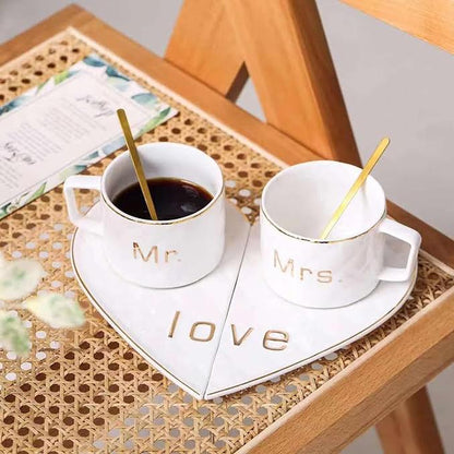 Mr & Mrs 250ml Cup & Saucer Set White