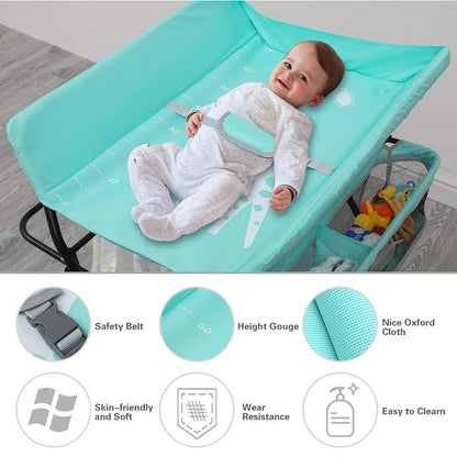 Folding Nursery Changing Station with Hanging Rail Blue