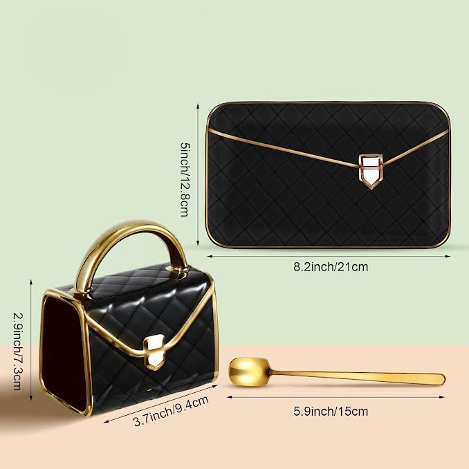 Handbag Shaped Cup & Saucer Set Black
