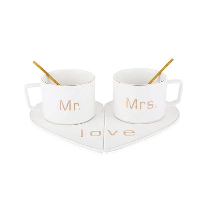 Mr & Mrs 250ml Cup & Saucer Set White