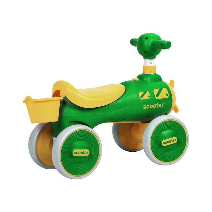Toddler 4 Wheeler Balance Bike Yellow & Green
