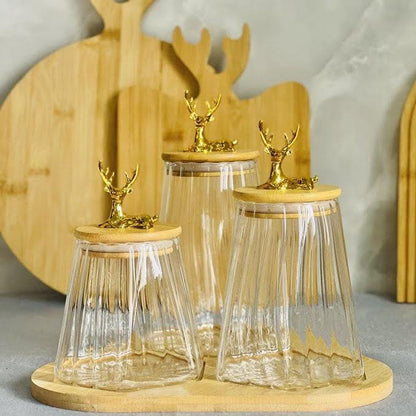 3 Piece Glass Canister Set Clear