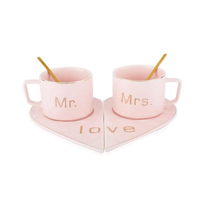 Mr & Mrs 250ml Cup & Saucer Set Pink