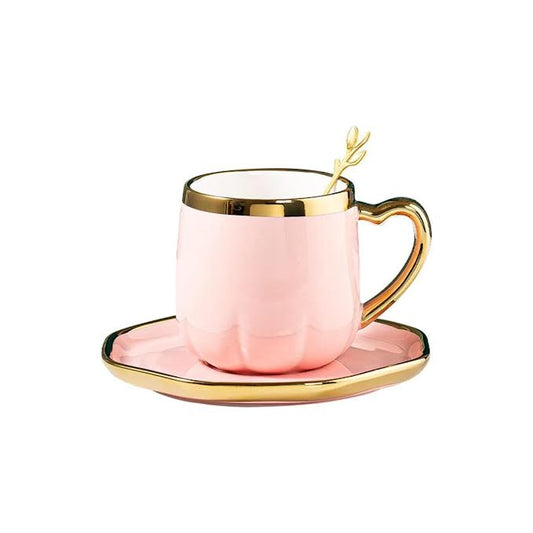 Ceramic Flower Tea Cup & Saucer Set Pink