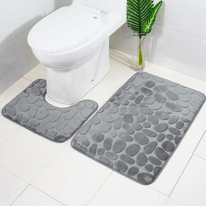 2 Piece Bathroom Rug Set Grey