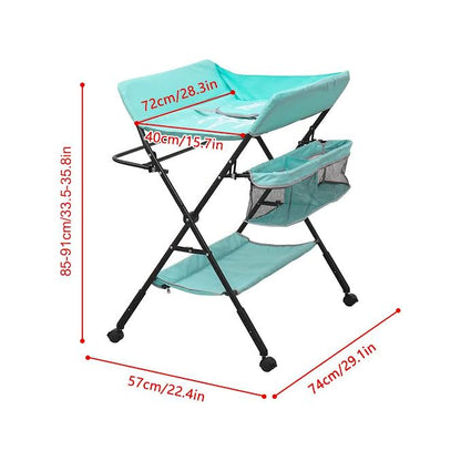 Folding Nursery Changing Station with Hanging Rail Blue