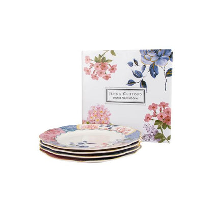 Jenna Clifford Belle Fleur 4 Piece Dinner Plate Set Multicoloured