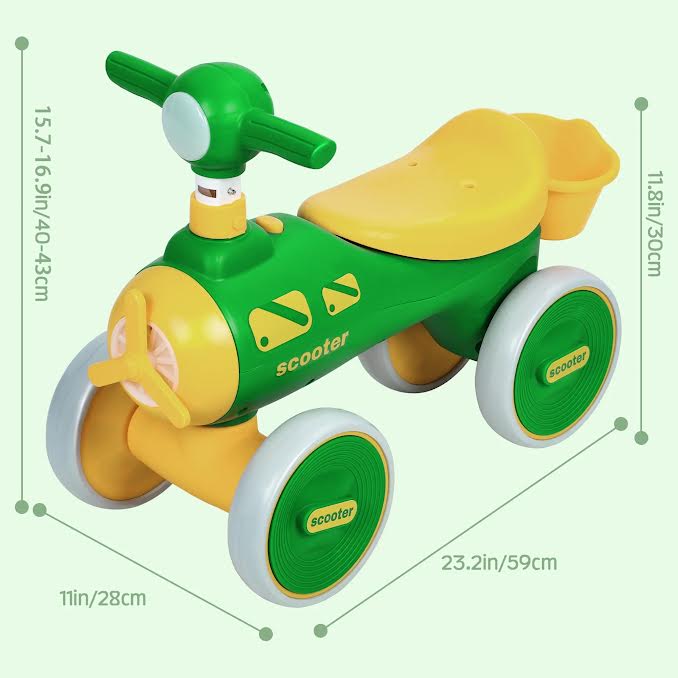 Toddler 4 Wheeler Balance Bike Yellow & Green